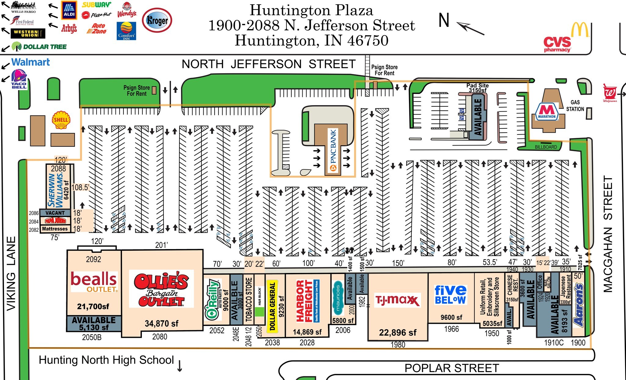 1900-2092 N Jefferson St, Huntington, IN for Rent