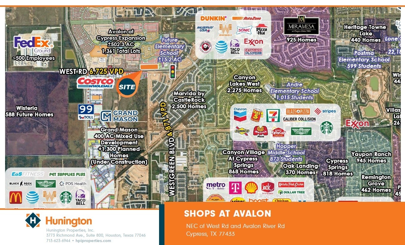 NEC of West Rd and Avalon River Rd, Cypress, TX for Rent