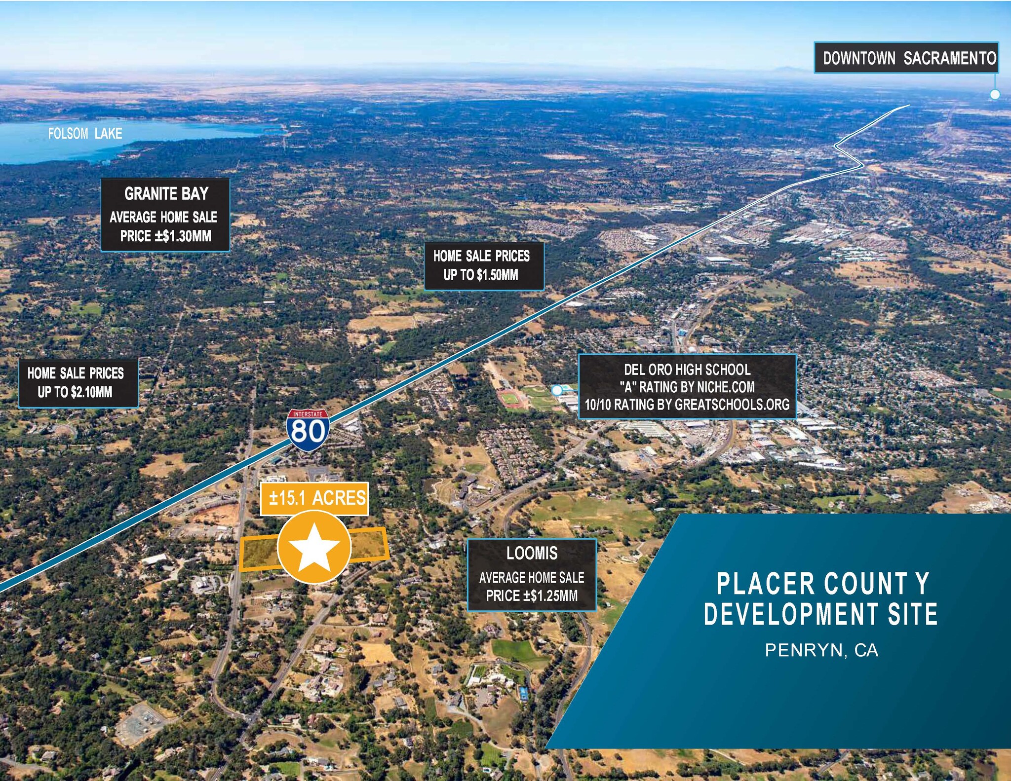 West side of Penryn Road ±0.3 miles north of I-80, Penryn, CA for Sale