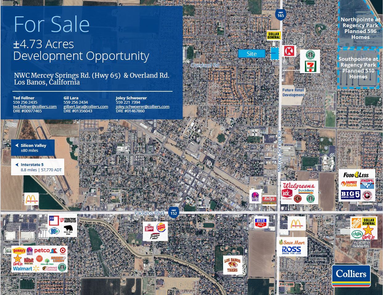 NWC Mercey-Springs Rd & Overland Rd, Los Banos, CA for Sale