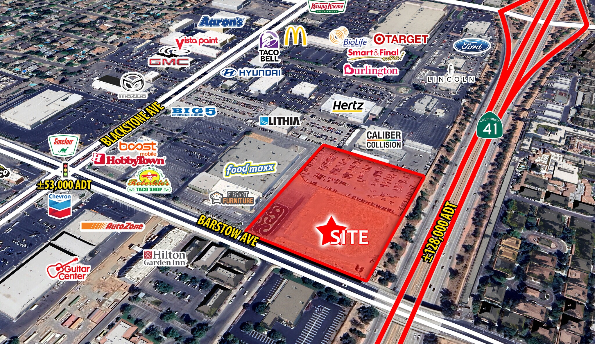NEQ Blackstone and Barstow Avenues at Highway 41, Fresno, CA for Sale