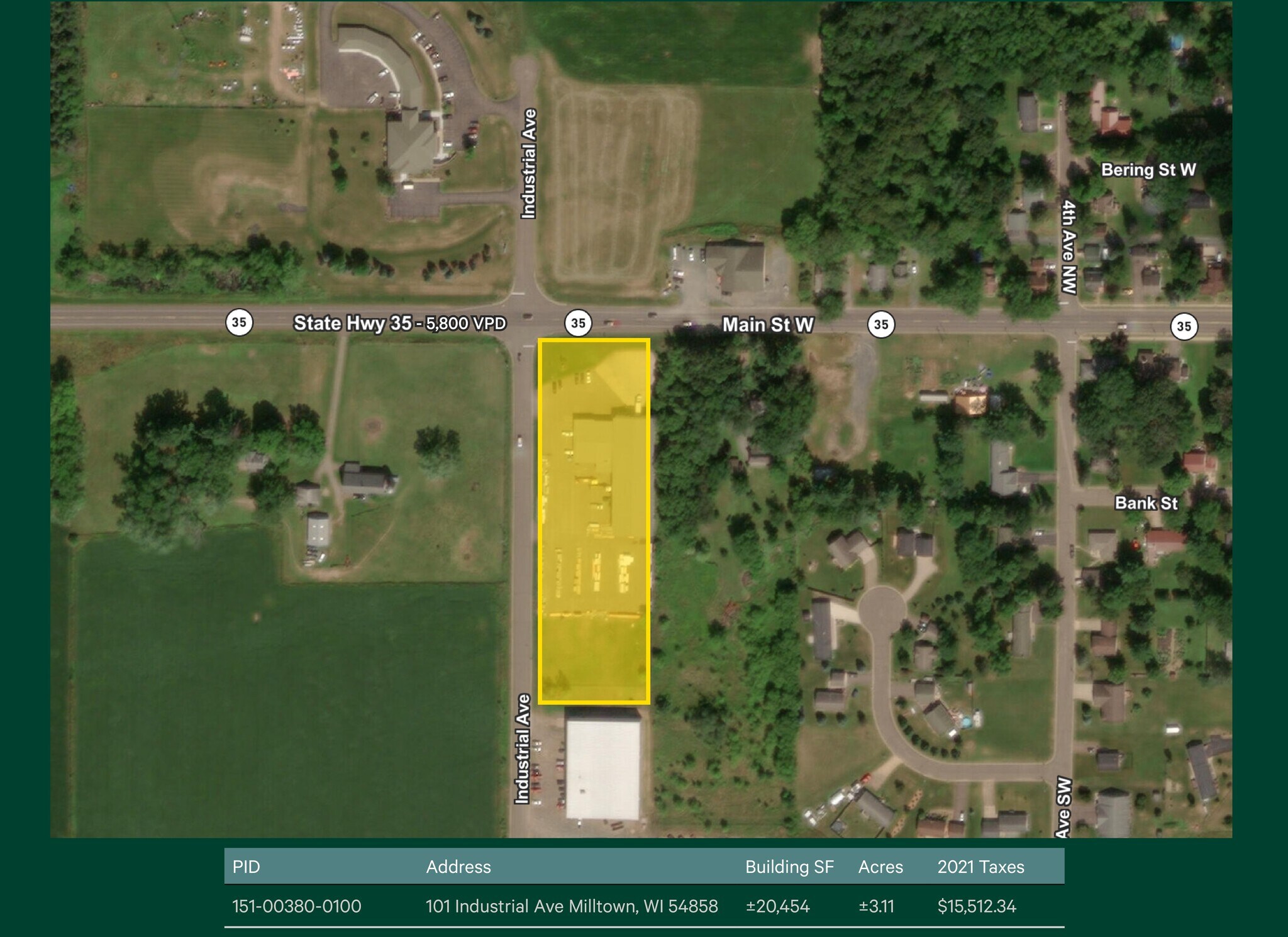 101 Industrial Ave Milltown, WI 54858 Specialty Property for Lease on