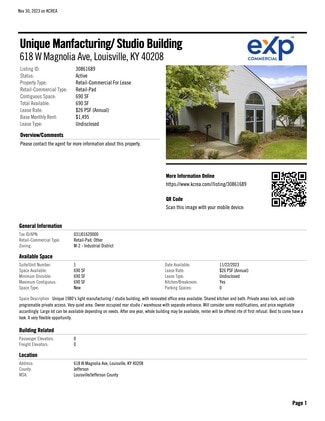 Louisville, KY Industrial - 618 W Magnolia Ave Louisville, KY Industrial - 618 W Magnolia Ave