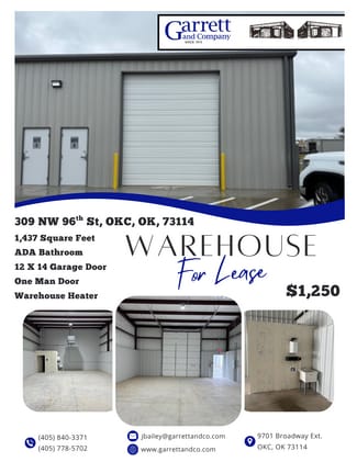 Oklahoma City, OK Industrial - 309 NW 96th St Oklahoma City, OK Industrial - 309 NW 96th St