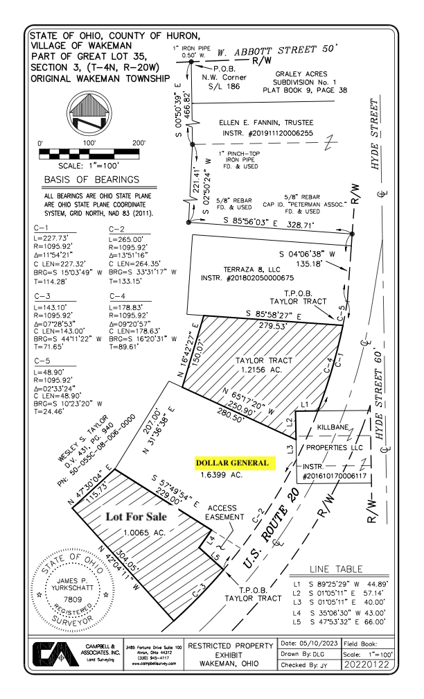 State Route 20 (Hyde Street) Village of, Wakeman, OH for Sale