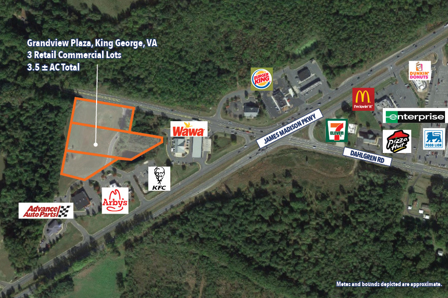 3 Retail Commercial Lots Grandview Plz, King George, VA for Rent