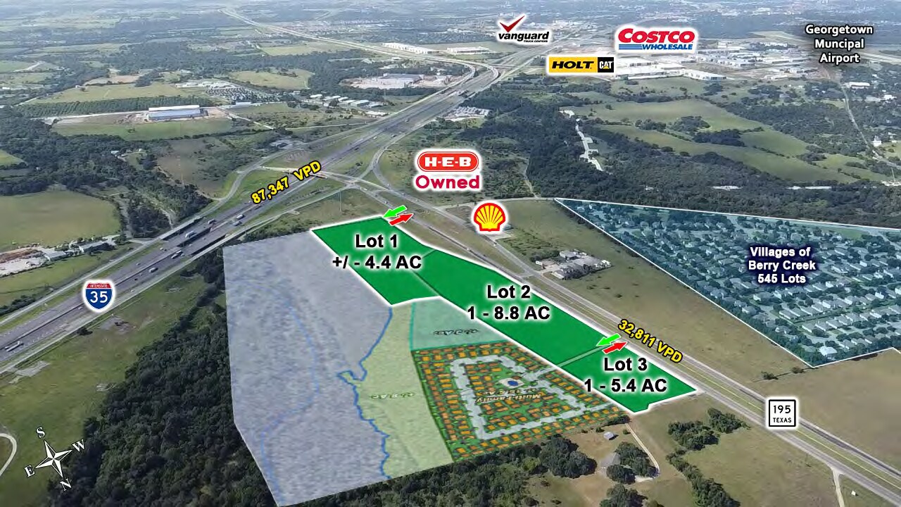 Intersection of I-35, 195, and 130, Georgetown, TX for Sale