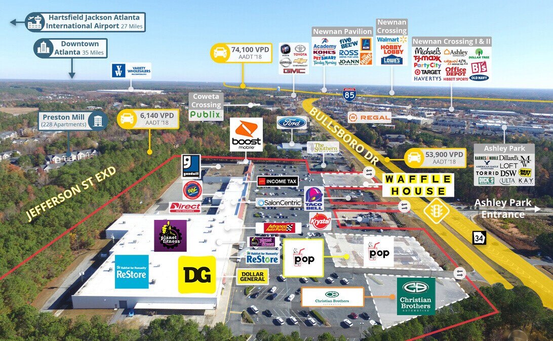 216-230 Bullsboro Dr, Newnan, GA for Rent