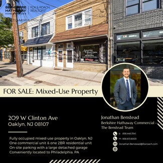 Oaklyn, NJ Storefront Retail/Residential - 209 W Clinton Ave Oaklyn, NJ Storefront Retail/Residential - 209 W Clinton Ave