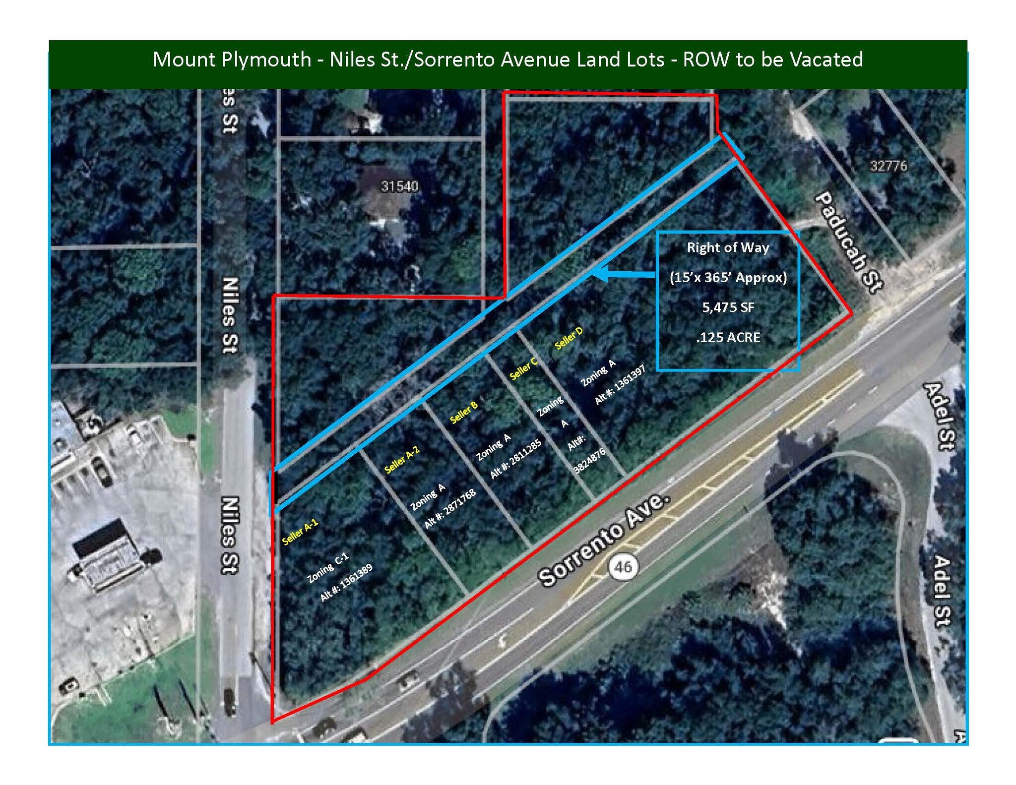 SR46 & CR435 (Sorrento Ave & Niles St) NE corner ave @ Sorrento Ave., Mount Plymouth, FL for Sale