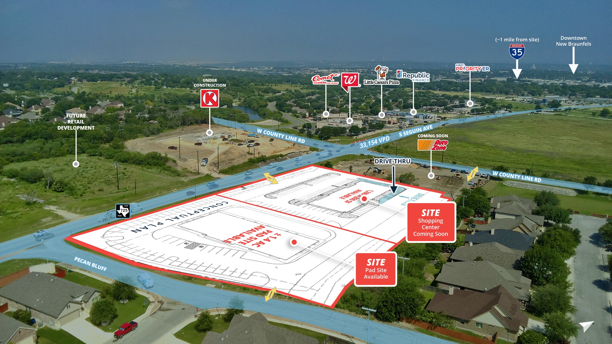 FM 725 and County Line, New Braunfels, TX for Rent