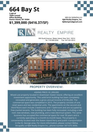 Staten Island, NY Office/Residential - 664 Bay St