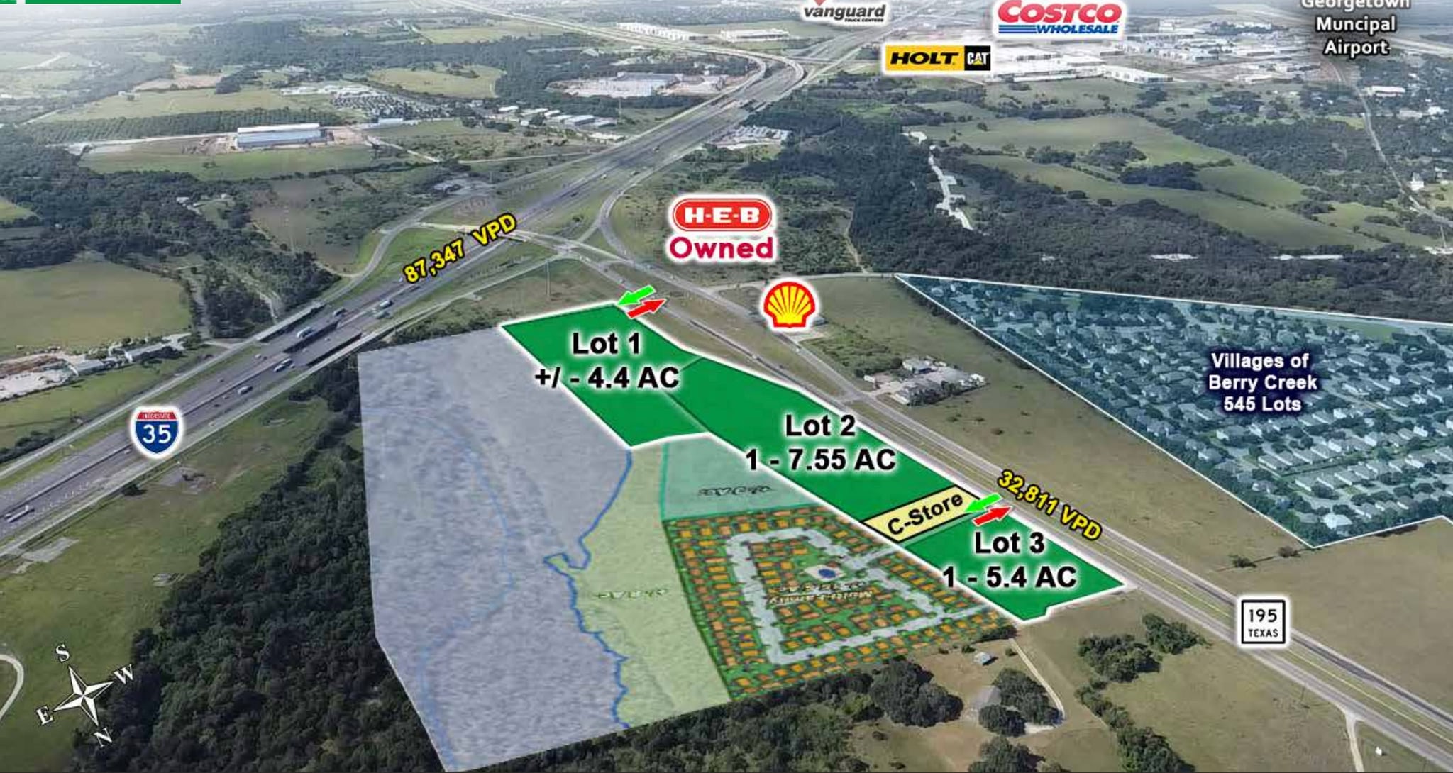 Intersection of I-35, 195, and 130, Georgetown, TX for Sale