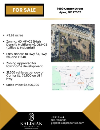 Apex, NC Commercial Land - 1400 Center St