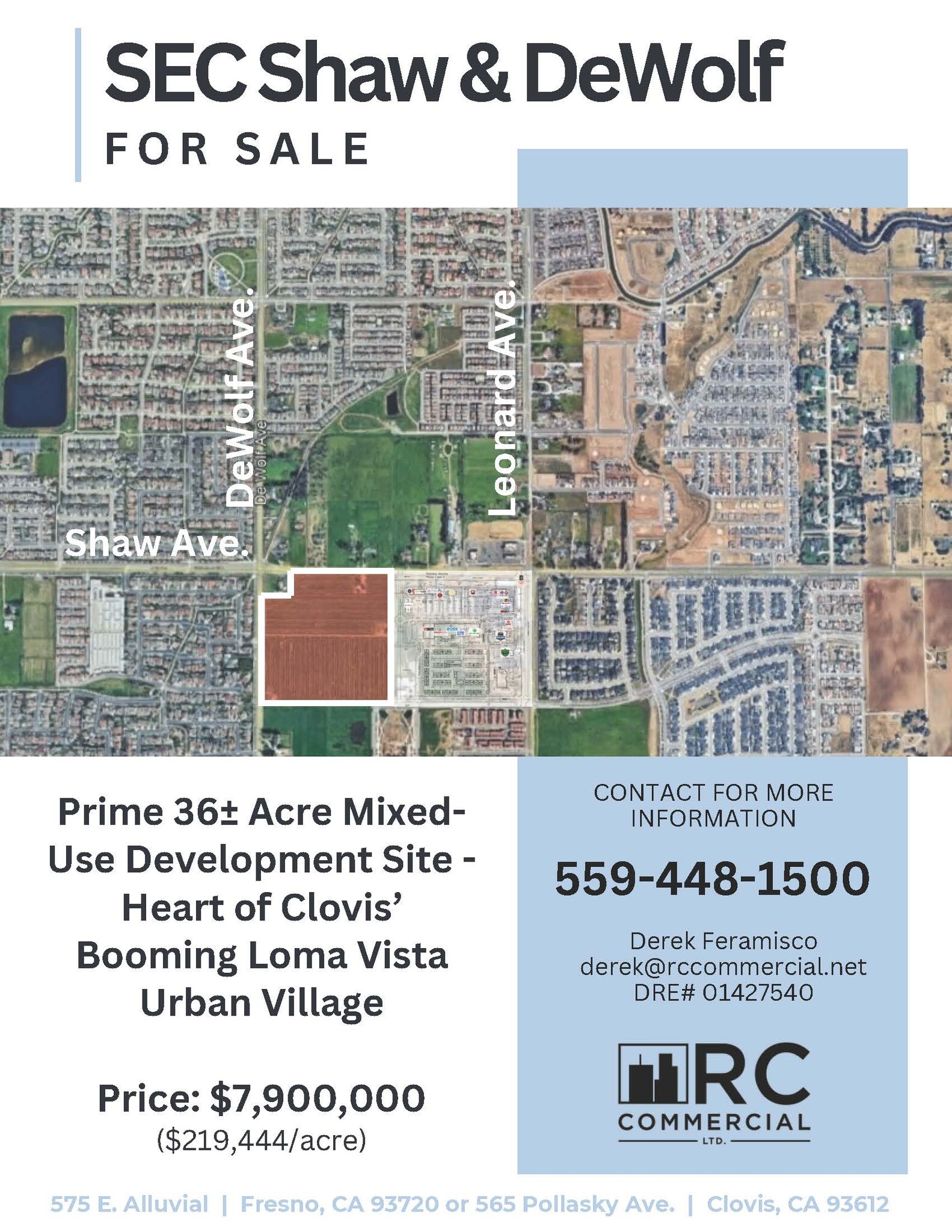 SEQ Shaw & DeWolf Avenues, Clovis, CA for Sale