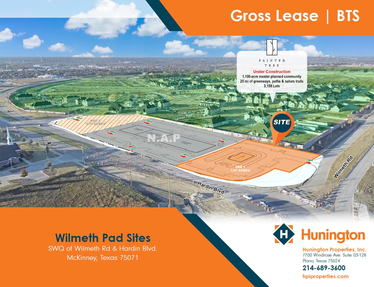 SWQ of Wilmeth Rd & Hardin Blvd McKinney, TX 75071 Land Property for Lease on