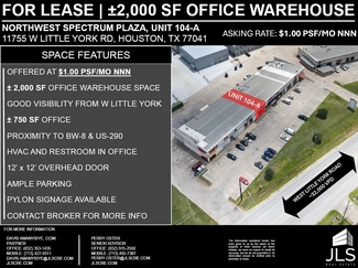 Houston, TX Retail, Industrial - 11755 W Little York Rd Houston, TX Retail, Industrial - 11755 W Little York Rd