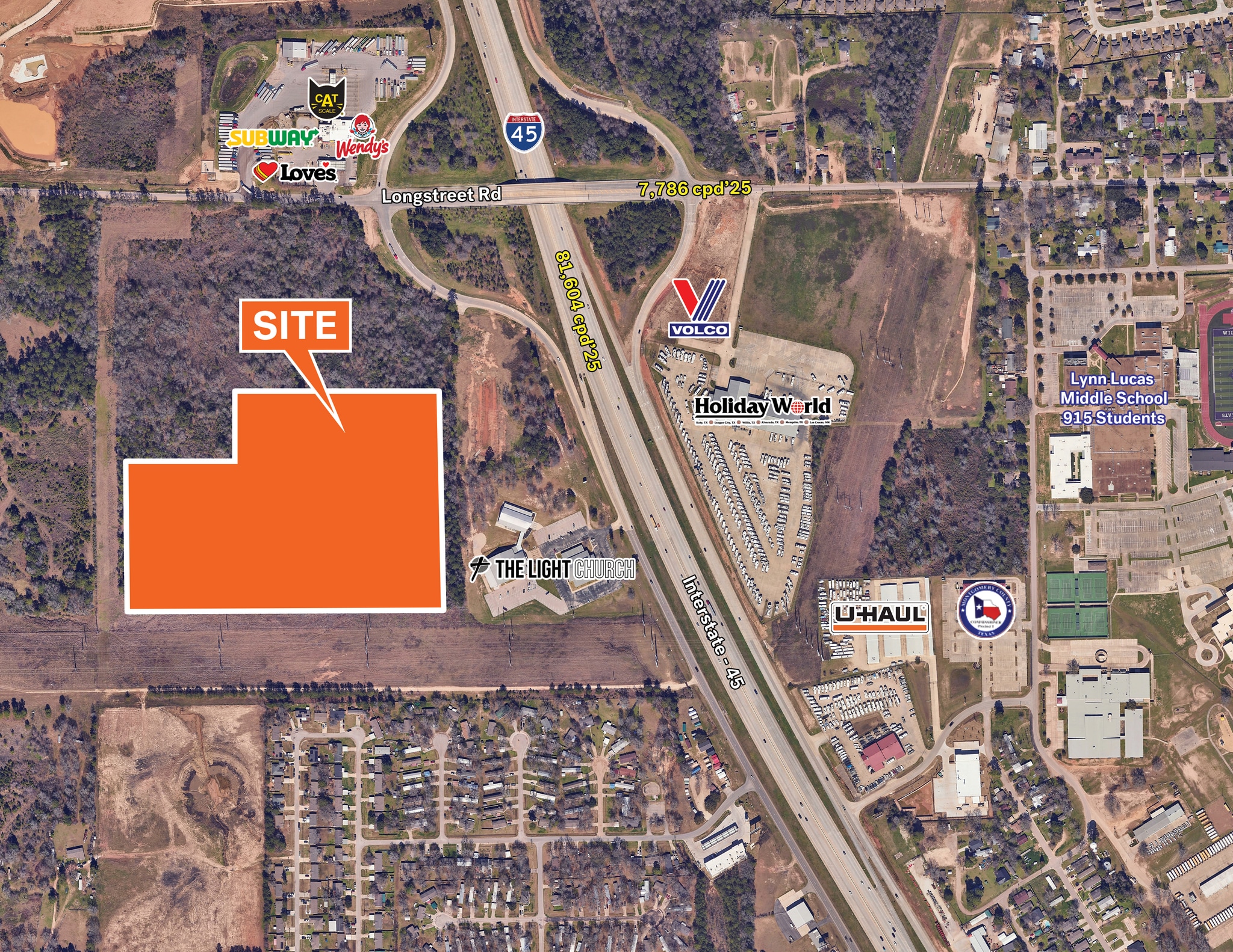 SWQ of Longstreet Rd and Interstate-45 rd, Willis, TX for Sale