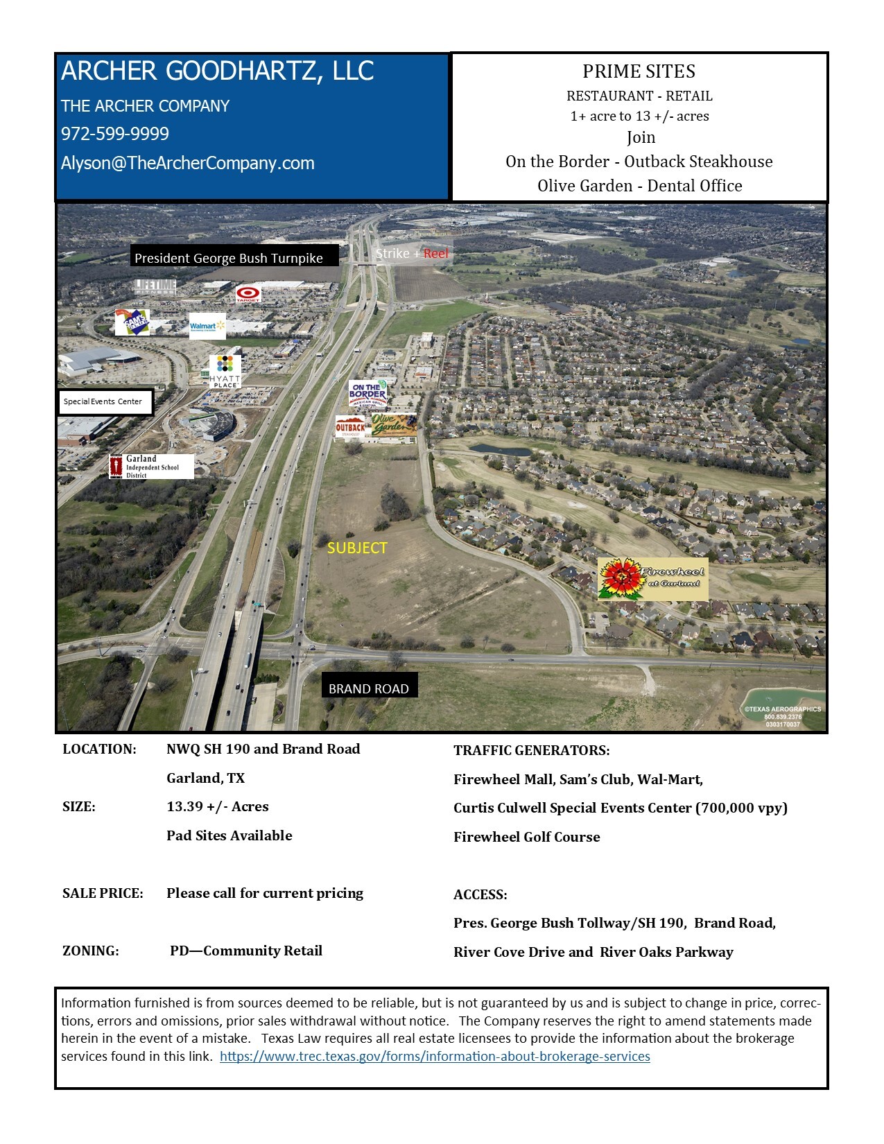 President George Bush Tollway, Garland, TX for Sale