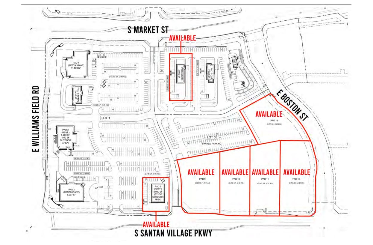 SEC E Williams Fld Rd & S Santan Village Pkwy, Gilbert, AZ for Rent