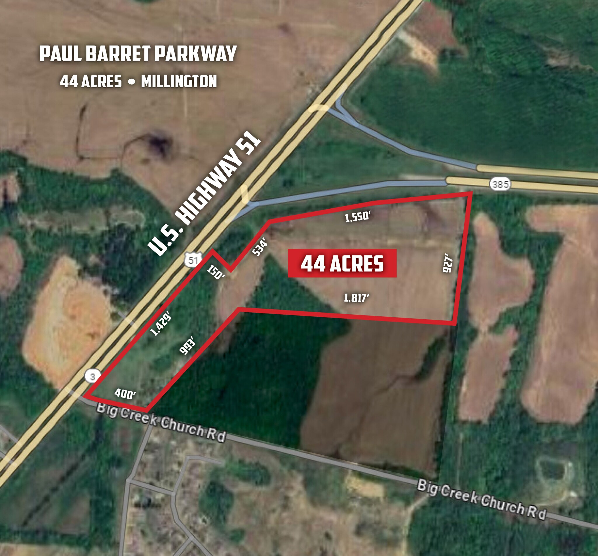 SE Quadrant US 51 @ Paul Barret Pkwy hwy, Millington, TN for Sale