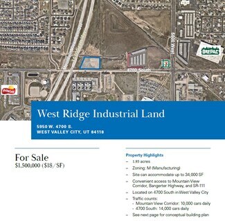 West Valley City, UT Industrial Land - 5950 4700 West Valley City, UT Industrial Land - 5950 4700