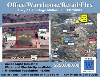 Midlothian, TX Commercial Land - TBD Highway 67