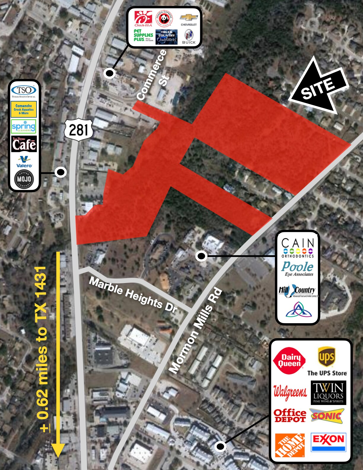 Mormon Mill Rd @ US Hwy 281, Marble Falls, TX for Sale