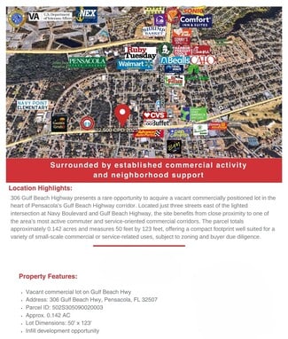 Pensacola, FL Commercial Land - 306 Gulf Beach Hwy