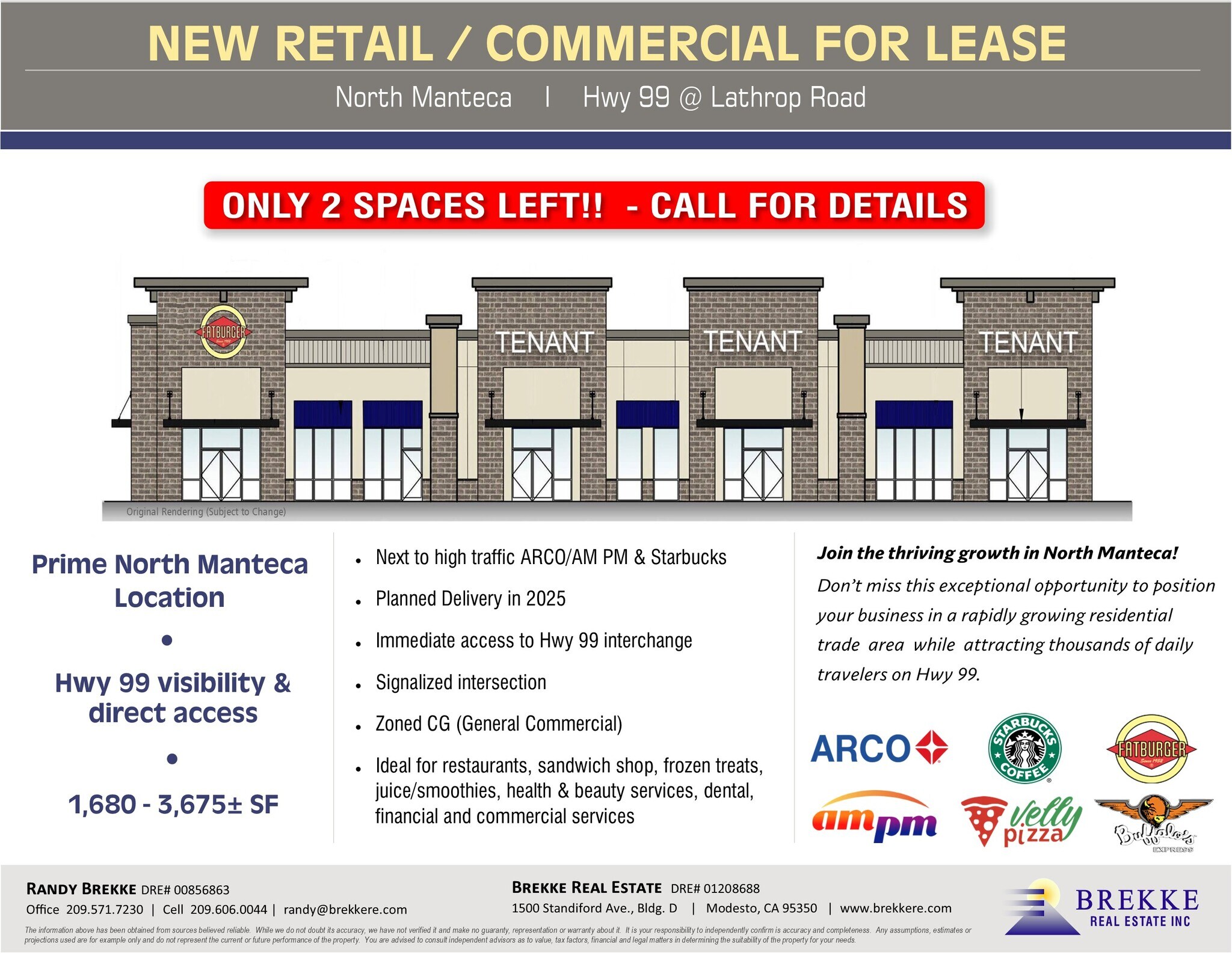 Hwy 99 & Lathrop Rd, Manteca, CA for Rent