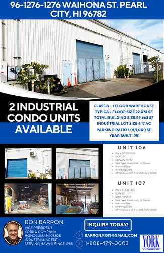 Pearl City, HI Warehouse - 96-1276-1276 Waihona St