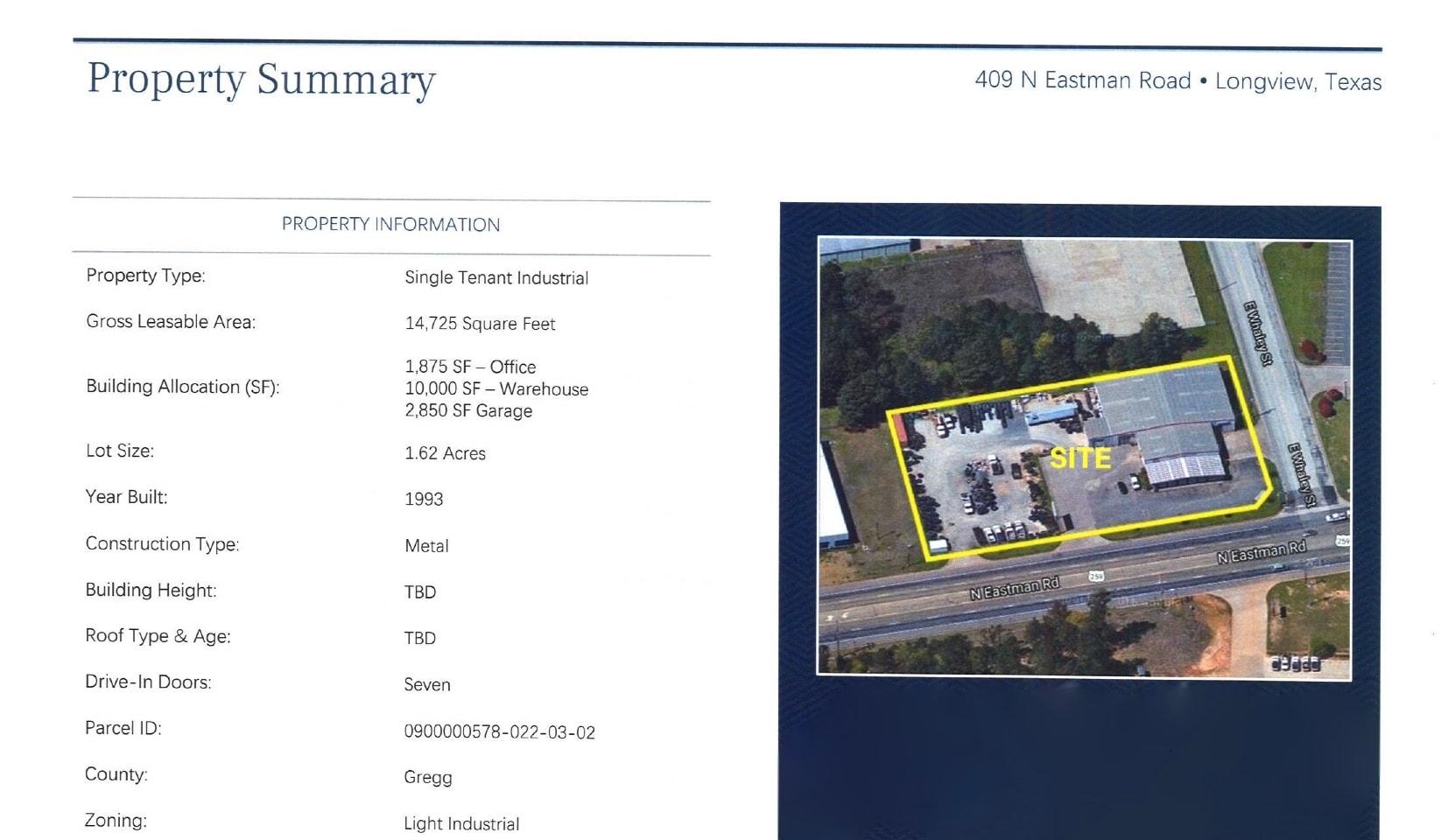 409 N Eastman Rd Longview, TX 75601 Industrial Property for Lease on