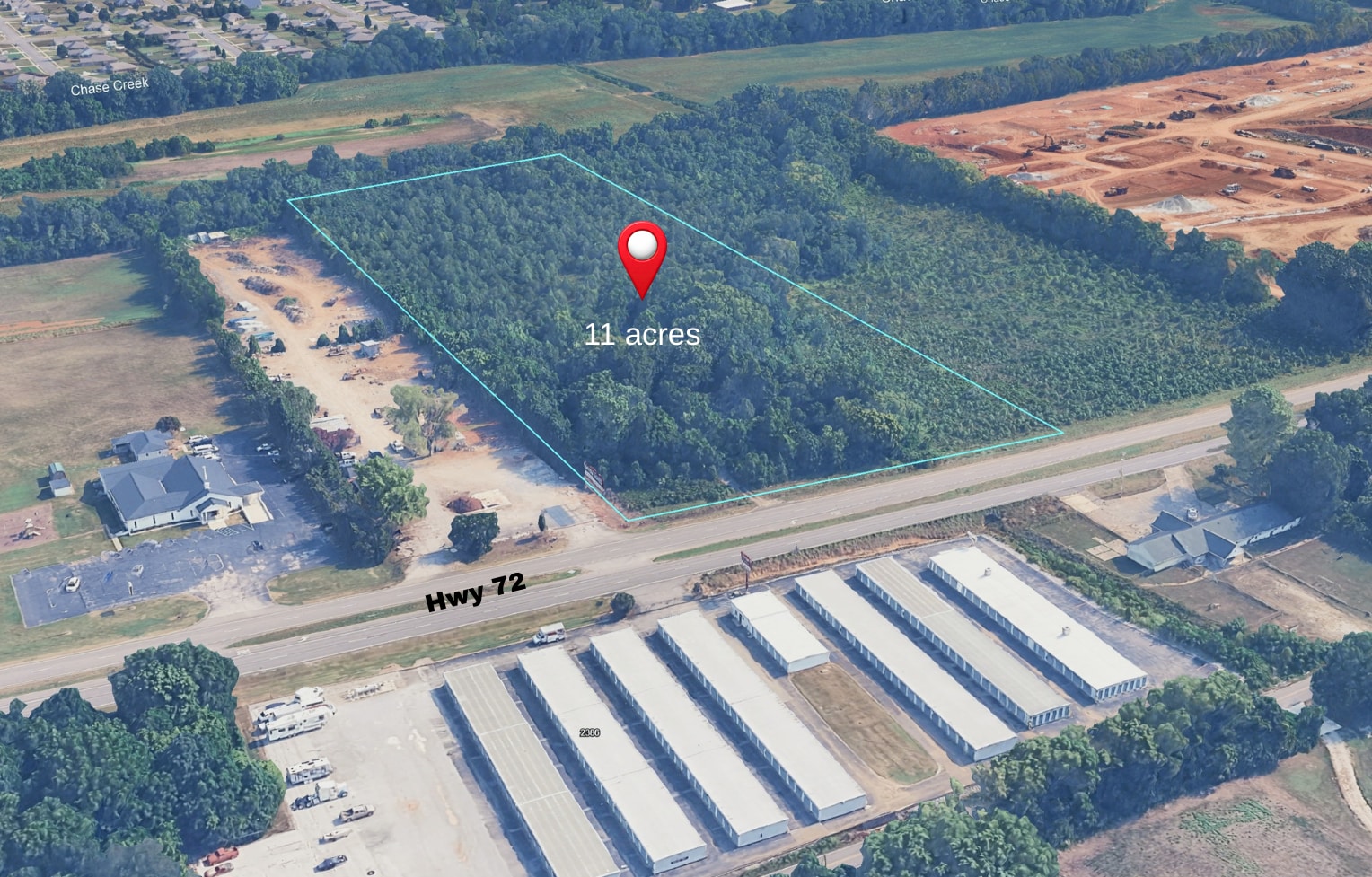 11 Acres Hwy 72 E next to rapidly growing area, Huntsville, AL for Sale