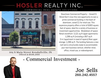 Kendallville, IN Storefront Retail/Office - 104 S Main St Kendallville, IN Storefront Retail/Office - 104 S Main St