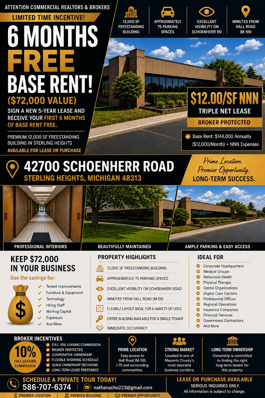 42700 Schoenherr Rd, Sterling Heights, MI for Rent