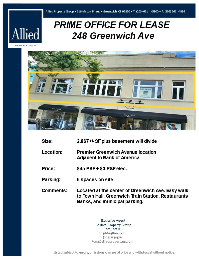 244 Greenwich Ave, Greenwich, CT for Rent