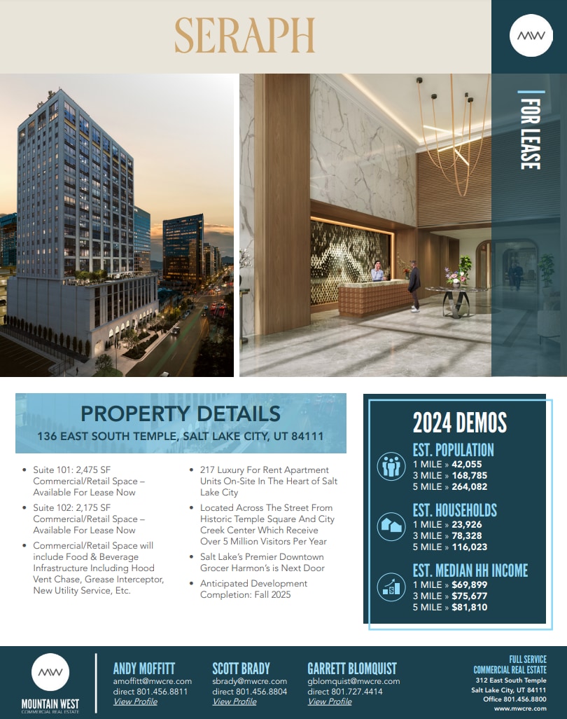136 E South Temple, Salt Lake City, UT for Rent