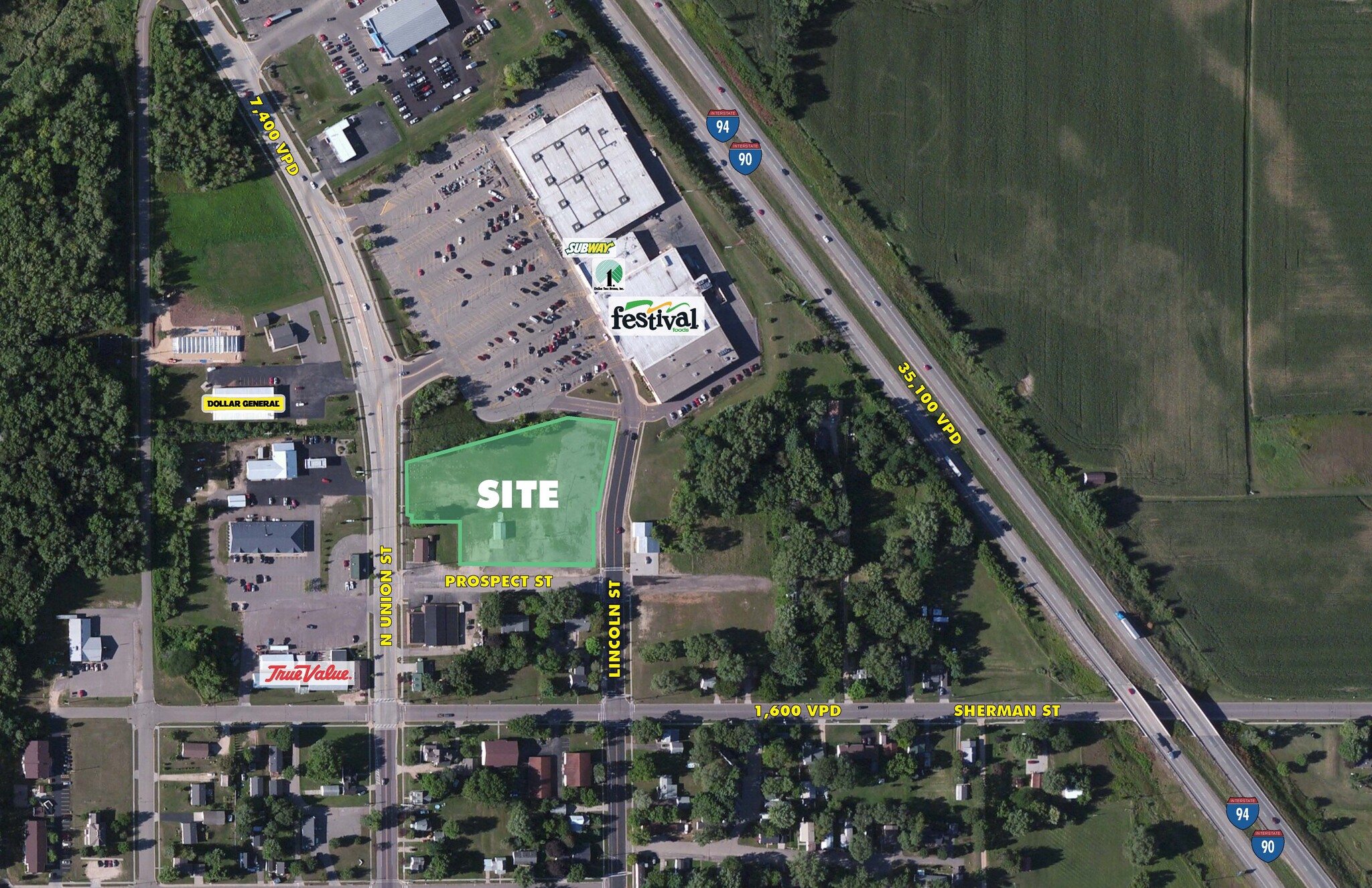 NEC of Union St, Mauston, WI for Sale