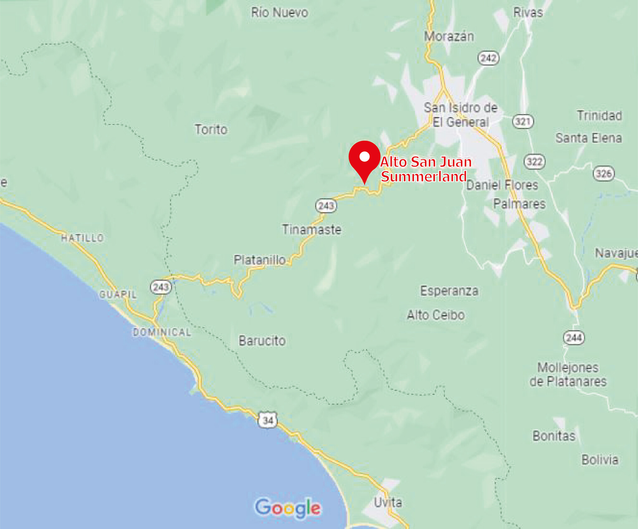 Ruta Nacional Secundana 243 Ruta, San Isidro El General, SJ  for Sale