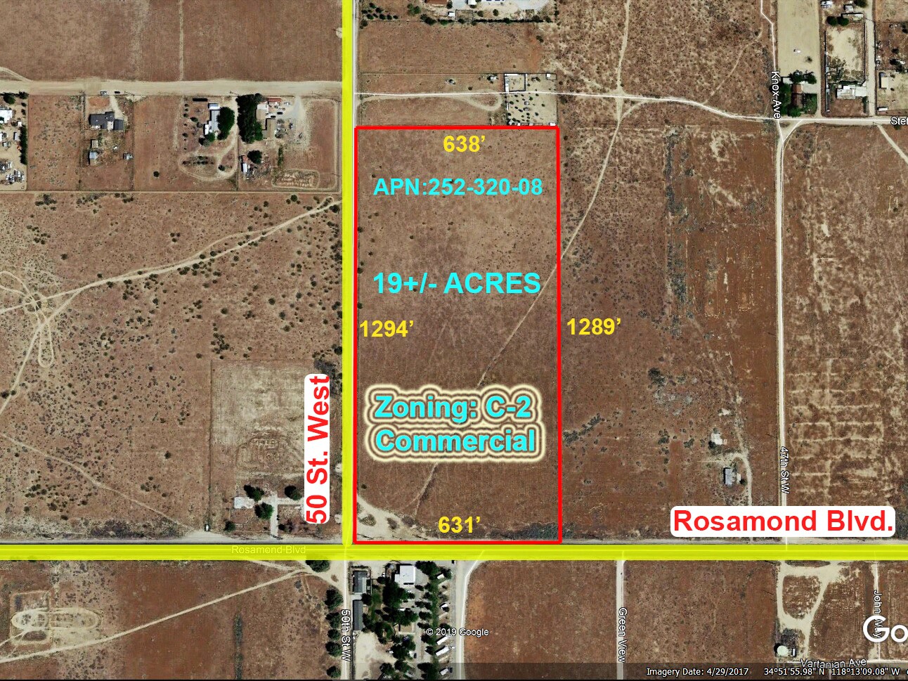 50th St West & Rosamond Blvd, Rosamond, CA for Sale
