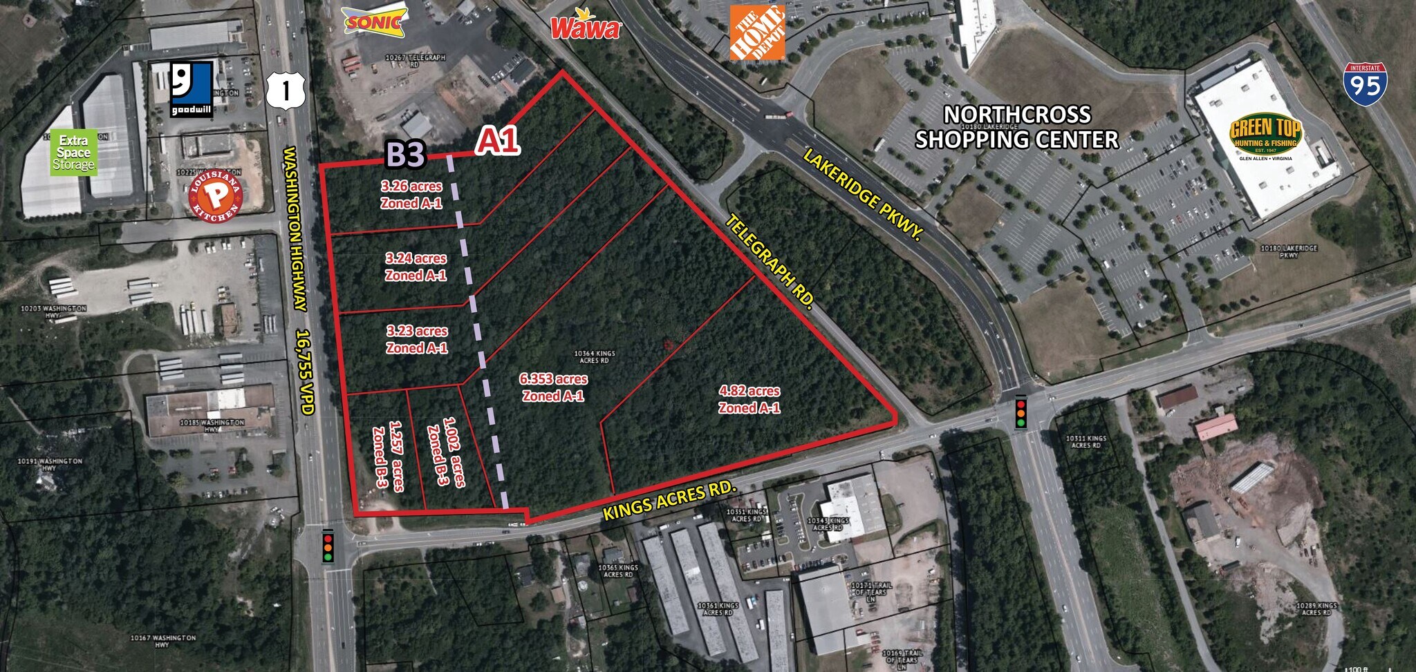 Kings Acres Rd & Rt 1 @ Route 1, Ashland, VA for Sale