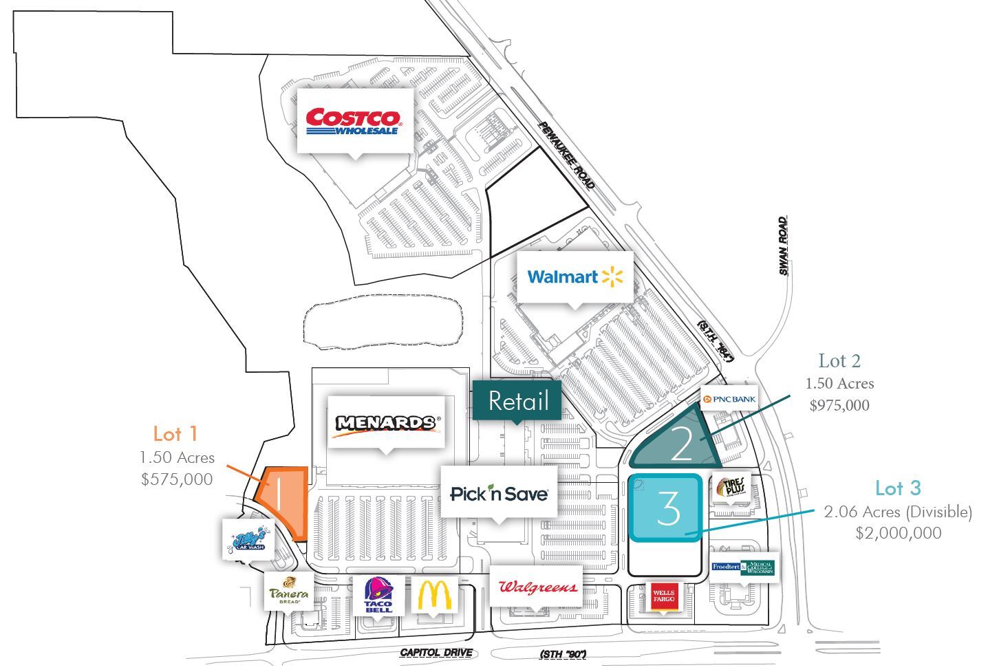 Pewaukee Rd @ Capitol Drive, Pewaukee, WI for Sale