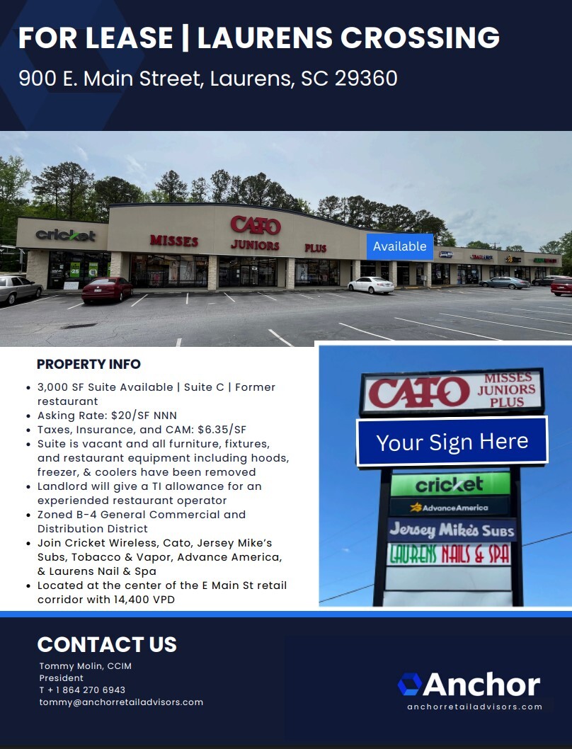 900 E Main St, Laurens, SC for Rent