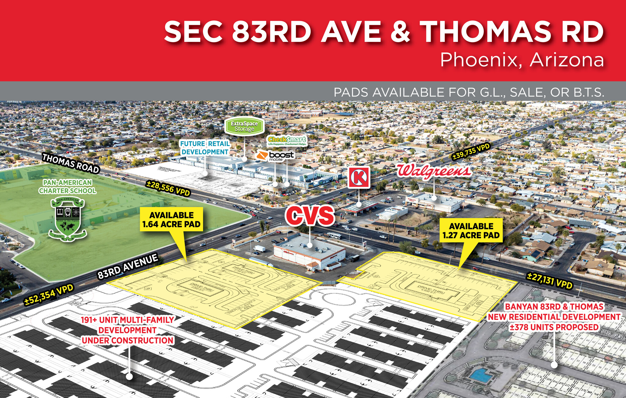 SEC 83rd & Thomas Rd ave, Phoenix, AZ for Rent