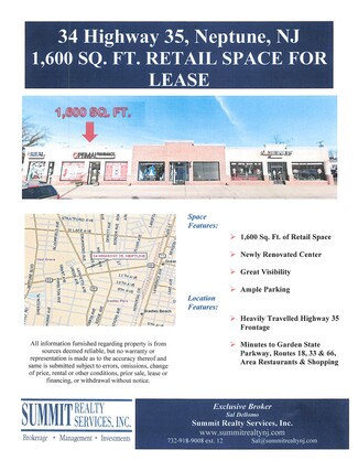 Neptune, NJ Office/Retail, Retail - 32-38 Rt-35