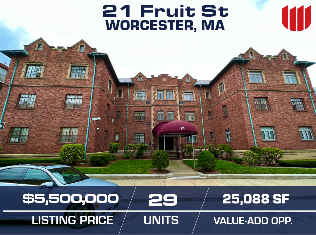 21 Fruit St Worcester, MA 01609 MultiFamily Property for Lease on
