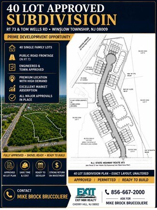 Berlin, NJ Residential Land - Rt 73 & Tom Wells