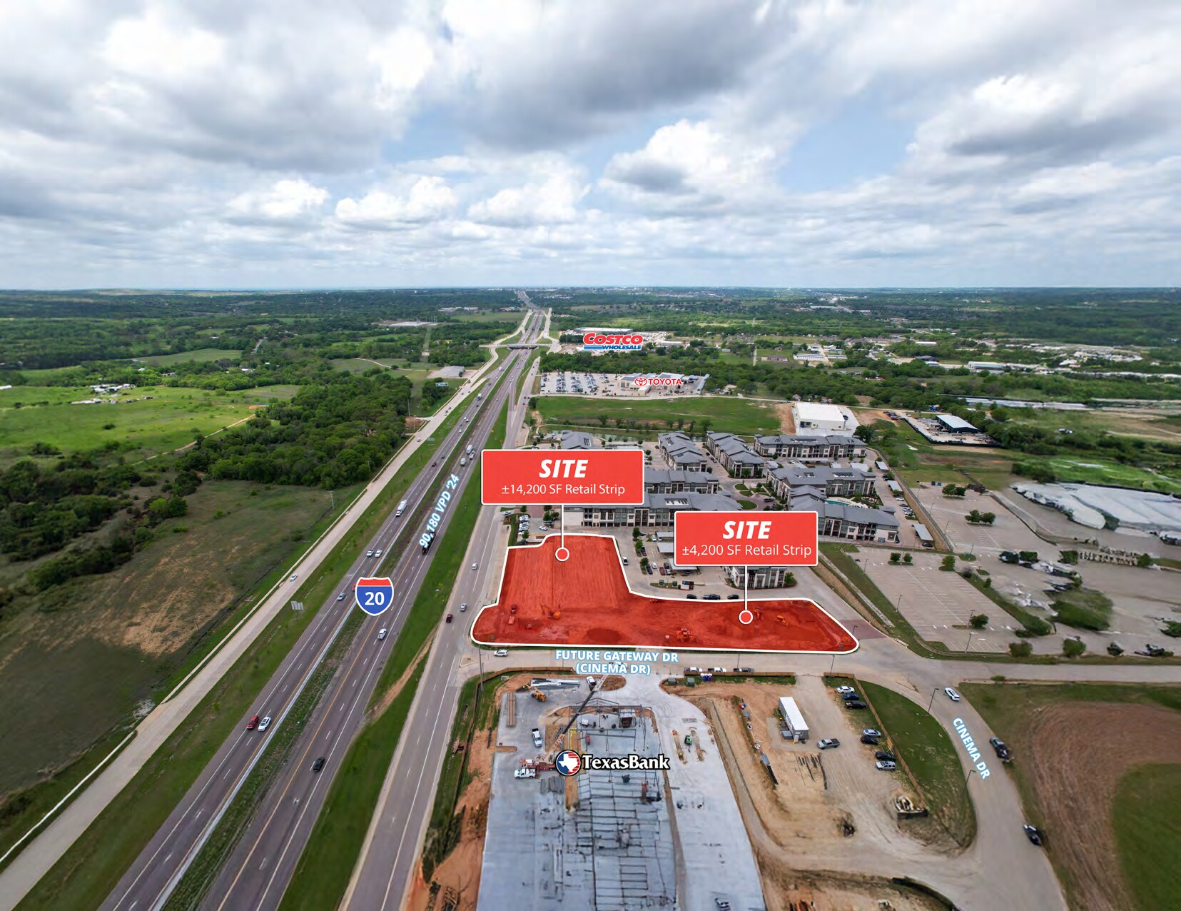 NWC I-20 & Future Gateway Dr (Cinema Dr), Hudson Oaks, TX for Rent
