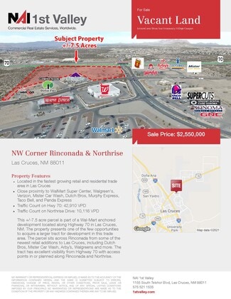 Las Cruces, NM Commercial Land - NW Corner Rinconada & Northrise