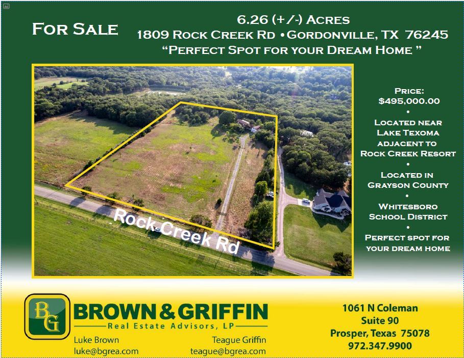 1809 Rock Creek Rd, Gordonville, TX for Sale